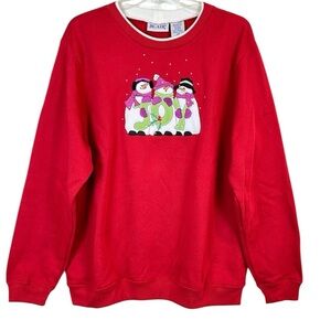 Vintage Red Snowman JOY Holiday Sweatshirt L